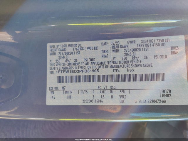 Ford F-150 Lariat 2023 1FTFW1ED3PFB81905 Image 9