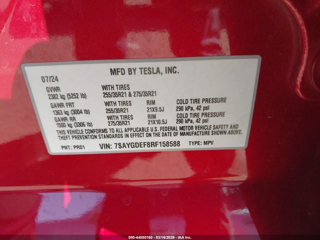 2024 TESLA MODEL Y 7SAYGDEF8RF158588 Photo 8