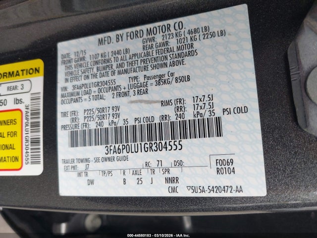 Ford Fusion Hybrid Se 2016 3FA6P0LU1GR304555 Image 9