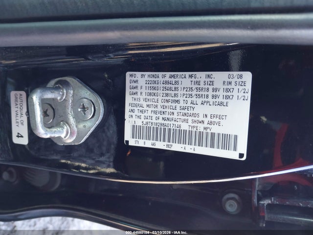 Aukcja sprzedaży 2008 Acura Rdx, vin: 5J8TB18298A017146, numer aukcji: 44580184