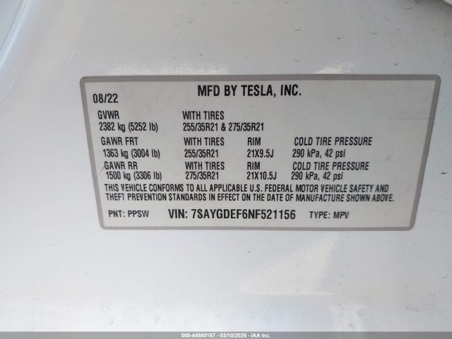 2022 TESLA MODEL Y 7SAYGDEF6NF521156 Photo 8