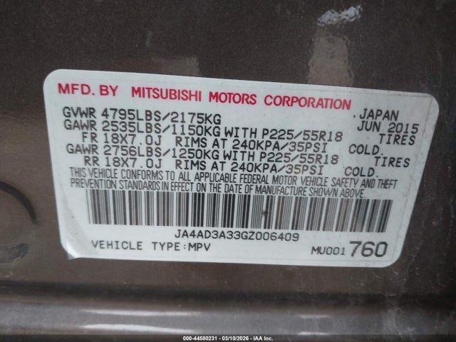 2016 MITSUBISHI OUTLANDER JA4AD3A33GZ006409 Photo 8