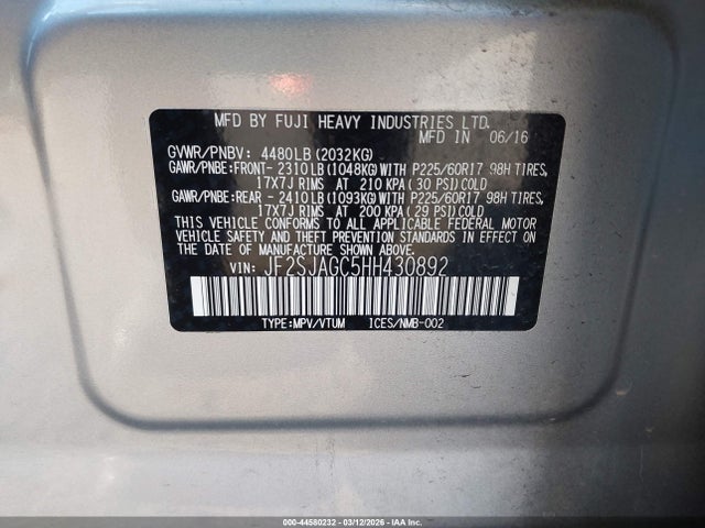 Subaru Forester 2.5i Premium 2017 JF2SJAGC5HH430892 Image 9