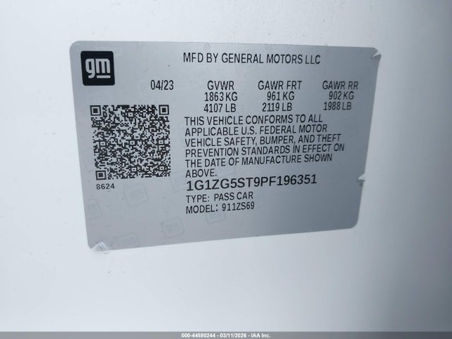 1G1ZG5ST9PF196351 Chevrolet Malibu Fwd Rs