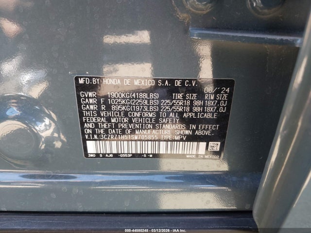 3CZRZ1H51SM705855 Honda Hr-v 2wd Sport