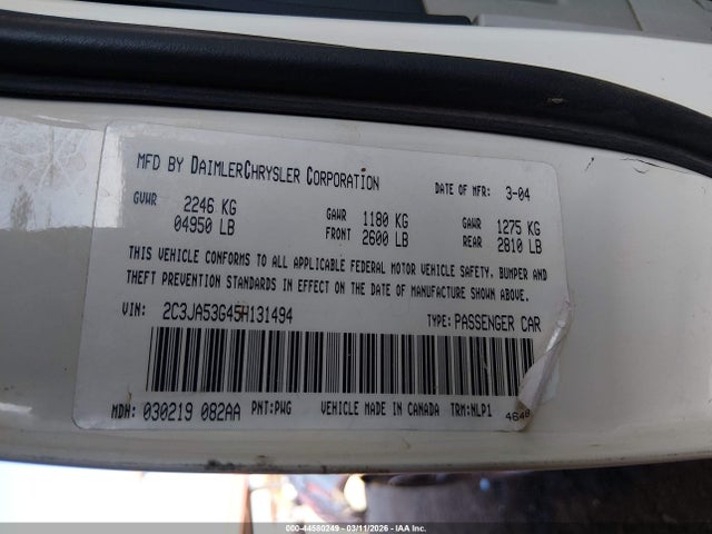 44580249 :رقم المزاد ، 2C3JA53G45H131494 vin ، 2005 Chrysler 300 Touring مزاد بيع