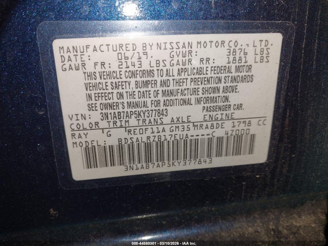 Nissan SENTRA SR 2019 3N1AB7AP5KY377843 Image 9
