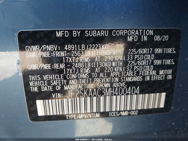 2021 SUBARU FORESTER JF2SKAAC3MH400404 Photo 8