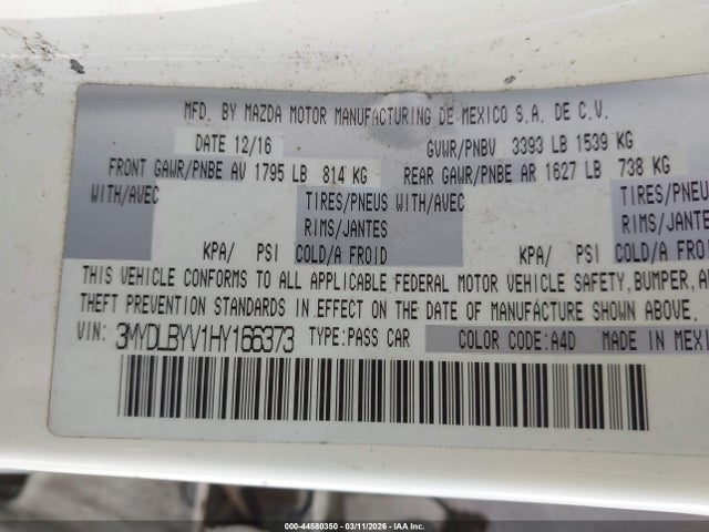3MYDLBYV1HY166373 Toyota YARIS IA