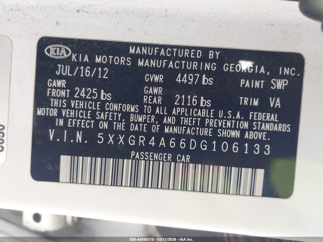 2013 KIA OPTIMA 5XXGR4A66DG106133 Photo 8