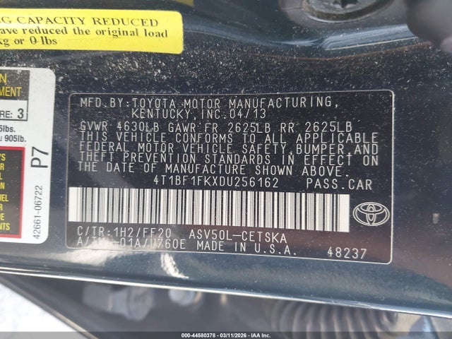 Продаж на аукціоні авто 2013 Toyota Camry Se, vin: 4T1BF1FKXDU256162, номер лоту: 44580378