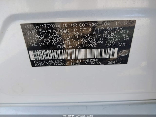 2016 LEXUS LS 460 JTHBL5EF4G5139702 Photo 8