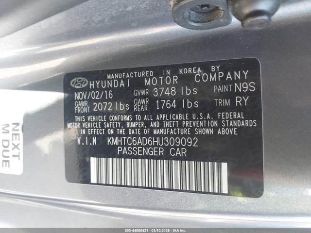 Hyundai Veloster 2017 KMHTC6AD6HU309092 Image 9