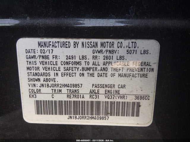 Продажа на аукционе авто 2017 Infiniti Qx50, vin: JN1BJ0RR2HM409857, номер лота: 44580451
