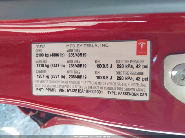 2017 TESLA MODEL 3 5YJ3E1EA1HF001001 Photo 8