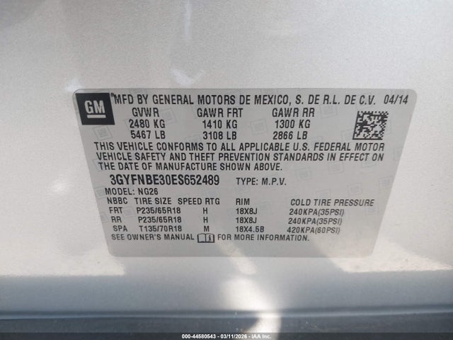 2014 CADILLAC SRX 3GYFNBE30ES652489 Photo 8