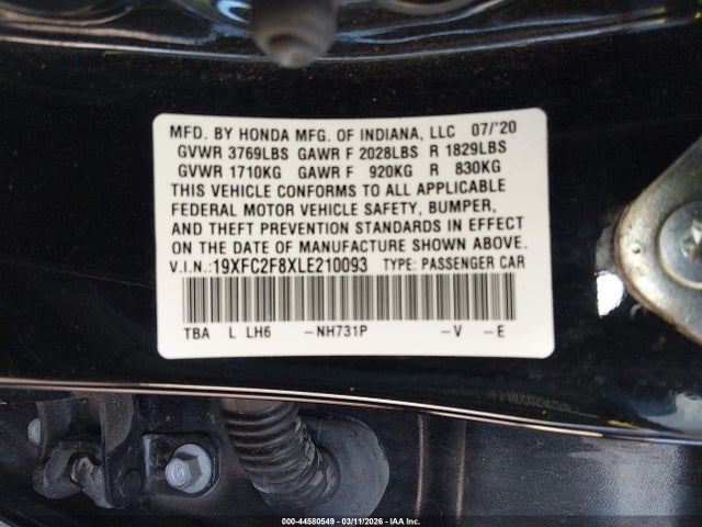 Honda Civic Sport 2020 19XFC2F8XLE210093 Image 9