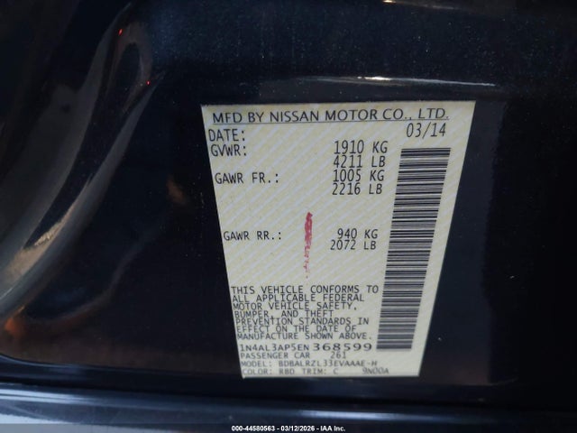 Nissan Altima 2.5 S 2014 1N4AL3AP5EN368599 Image 9