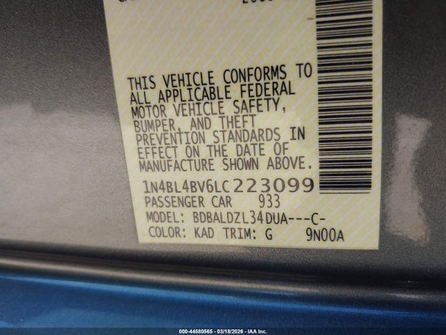 1N4BL4BV6LC223099 Nissan Altima S Fwd