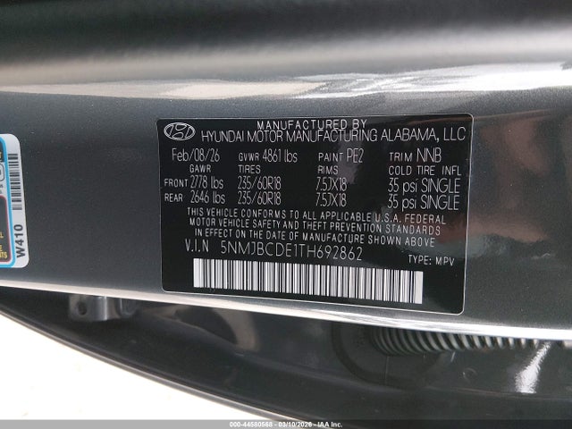 Hyundai TUCSON SEL 2026 5NMJBCDE1TH692862 Image 9