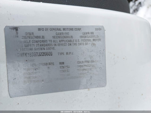 44580570 :رقم المزاد ، 1GNFK16397J226609 vin ، 2007 Chevrolet Suburban 1500 Lt مزاد بيع