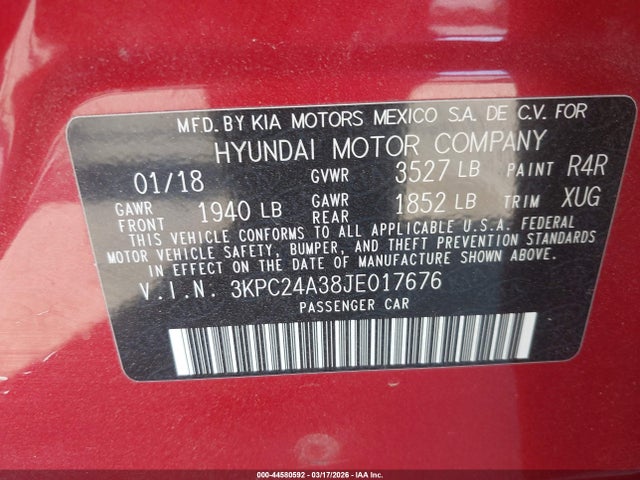 Hyundai ACCENT SE 2018 3KPC24A38JE017676 Image 9