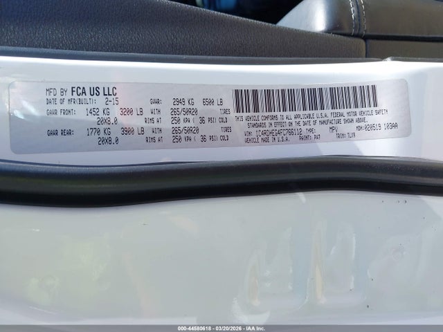 2015 Dodge Durango Citadel მანქანა იყიდება აუქციონზე, vin: 1C4RDHEG4FC766112, აუქციონის ნომერი: 44580618