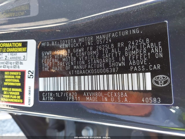 Toyota CAMRY SE 2025 4T1DAACK0SU006387 Image 9