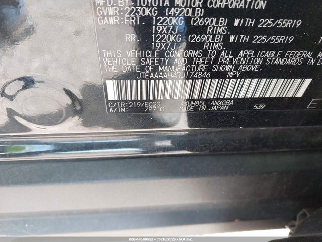 Aukcja sprzedaży 2024 Toyota Venza Nightshade Edition, vin: JTEAAAAH4RJ174846, numer aukcji: 44580652