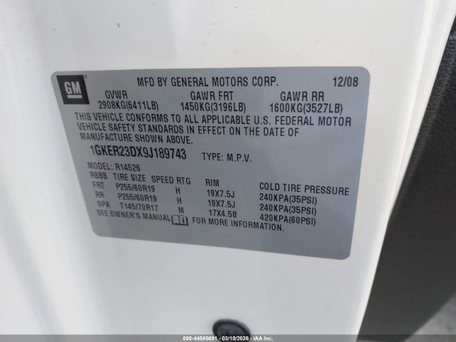 2009 GMC ACADIA 1GKER23DX9J189743 Photo 8