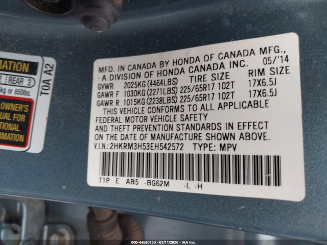 Honda CR-V EX 2014 2HKRM3H53EH542572 Image 9