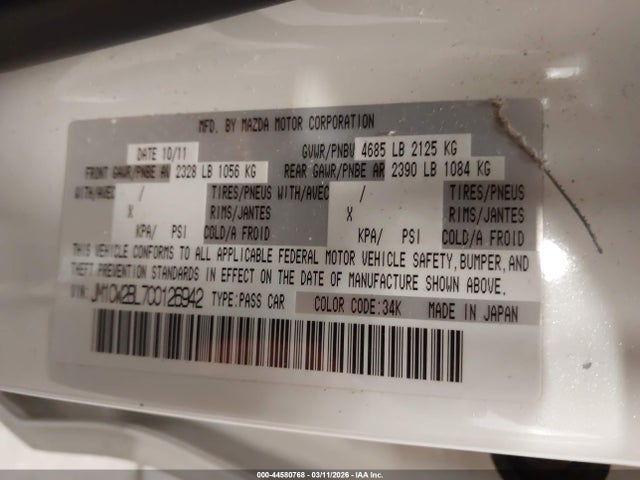 Aukcja sprzedaży 2012 Mazda Mazda5 Sport, vin: JM1CW2BL7C0126942, numer aukcji: 44580768