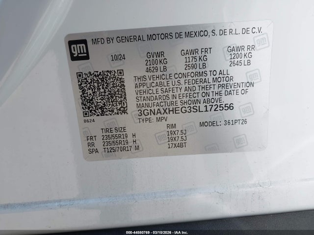 3GNAXHEG3SL172556 Chevrolet Equinox Lt Fwd