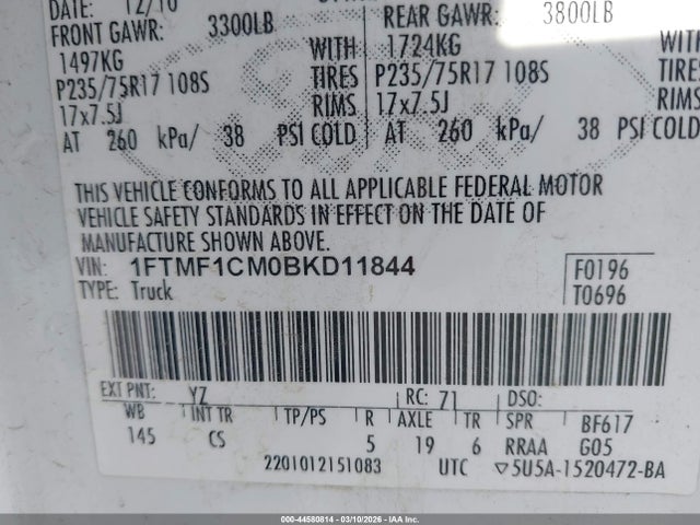 2011 FORD F-150 1FTMF1CM0BKD11844 Photo 8