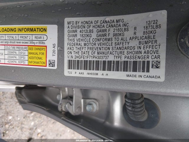Honda Civic 2023 2HGFE1F71PH303737 Image 9