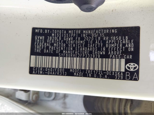Toyota Corolla S Plus 2015 5YFBURHE2FP332828 Image 9