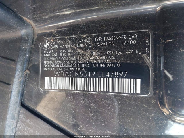 2001 BMW Z3 WBACN53491LL47897 Photo 8