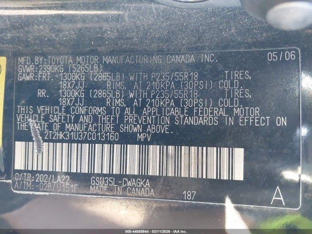 Aukcja sprzedaży 2007 Lexus Rx 350, vin: 2T2HK31U37C013160, numer aukcji: 44580944
