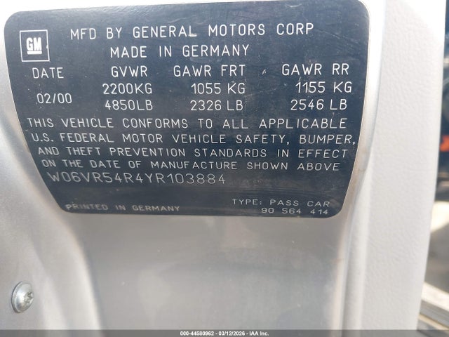 2000 CADILLAC CATERA W06VR54R4YR103884 Photo 8