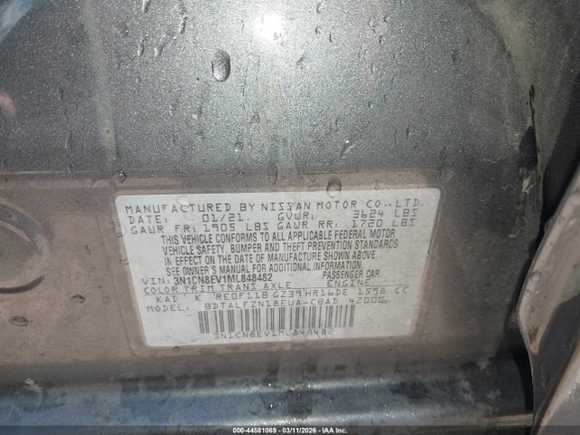 Nissan Versa Sv Xtronic Cvt 2021 3N1CN8EV1ML848482 Image 9