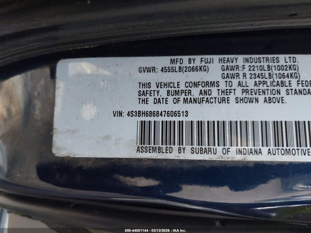 Aukcja sprzedaży 2004 Subaru Outback Limited, vin: 4S3BH686847606513, numer aukcji: 44581144
