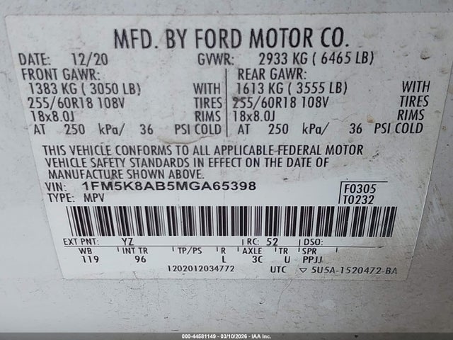 2021 FORD POLICE INTERCEPTOR UTILITY 1FM5K8AB5MGA65398 Photo 8