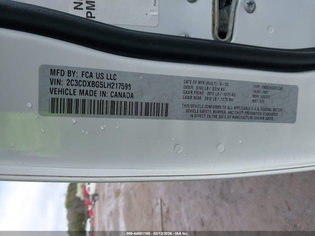 Продаж на аукціоні авто 2020 Dodge Charger Sxt Rwd, vin: 2C3CDXBG5LH217598, номер лоту: 44581150