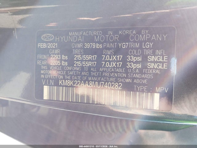 2021 HYUNDAI KONA KM8K22AA8MU740282 Photo 8