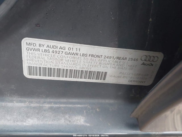 2011 AUDI A4 WAUBFAFL1BN040508 Photo 8