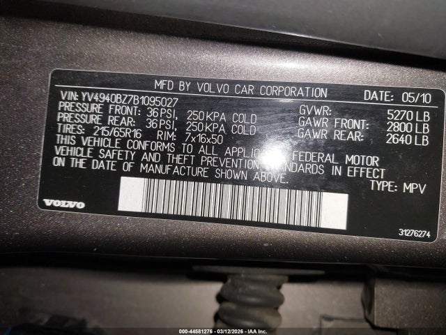 2011 VOLVO XC70 YV4940BZ7B1095027 Photo 8