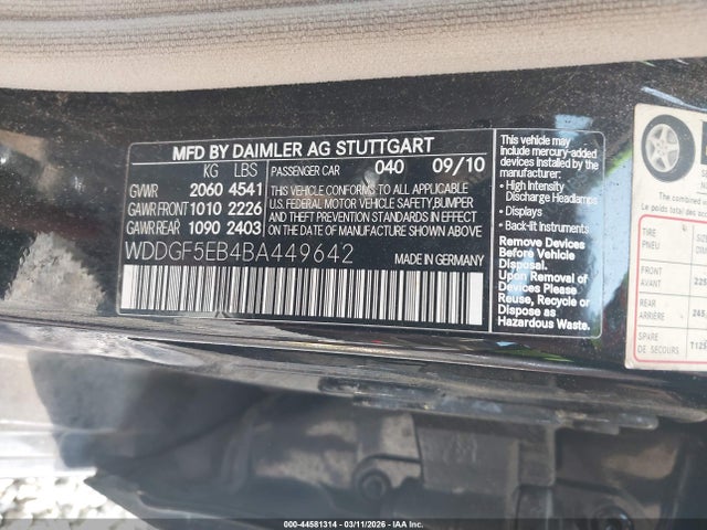 Aukcja sprzedaży 2011 Mercedes-benz C 300 Sport, vin: WDDGF5EB4BA449642, numer aukcji: 44581314