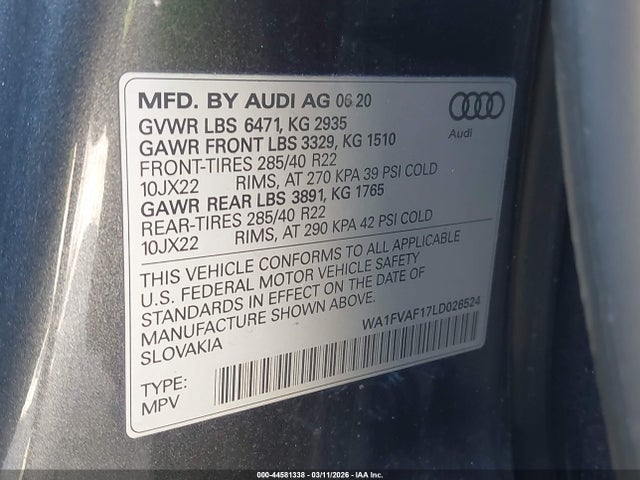 2020 AUDI Q8 WA1FVAF17LD026524 Photo 8
