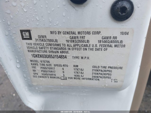 Продаж на аукціоні авто 2005 Gmc Yukon Denali, vin: 1GKEK63U65J154834, номер лоту: 44581349