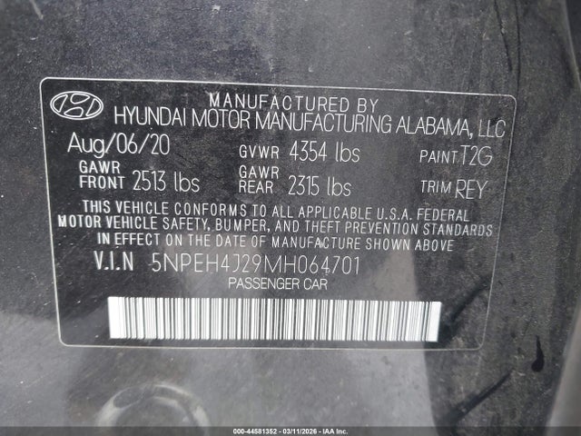 2021 HYUNDAI SONATA 5NPEH4J29MH064701 Photo 8